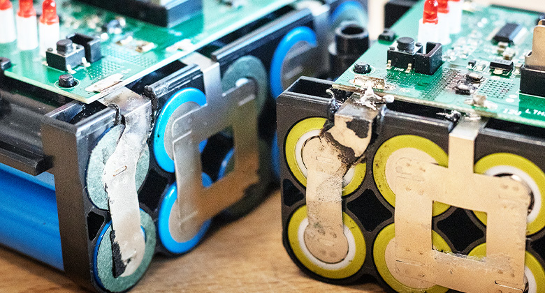 close up from the inside of fake batteries